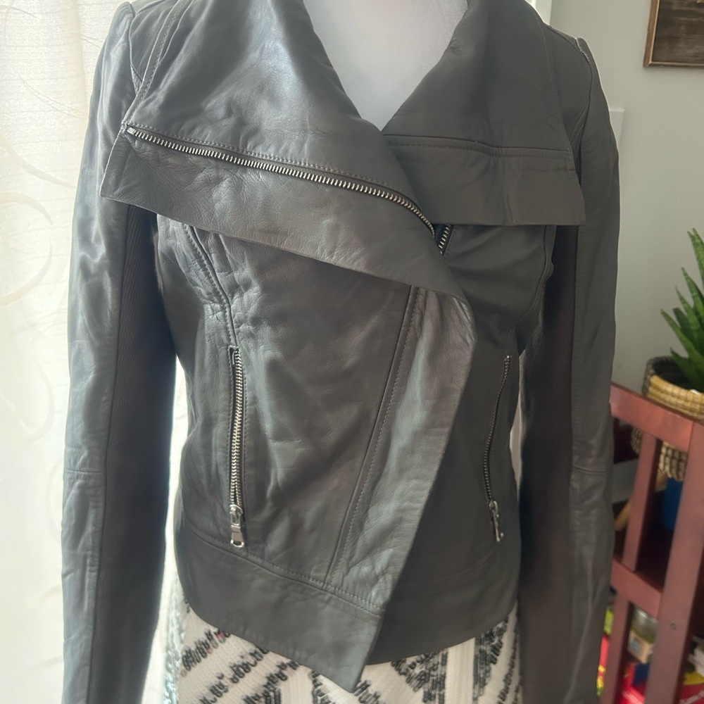 Trouve Charcoal Leather Jacket